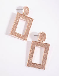 Rose Gold Rectangular Glitter Earrings - link has visual effect only