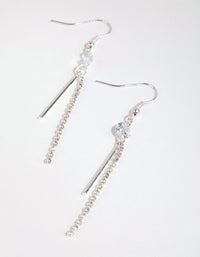 Silver Diamante Chain & Stick Drop Earrings - link has visual effect only