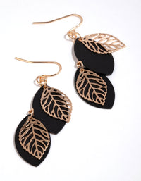 Gold Solid & Outline Leaf Earrings - link has visual effect only