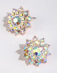 Gold Diamante Flower Stud Earrings - link has visual effect only