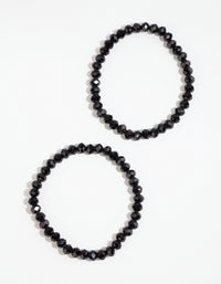 Black Facet Bead Bracelet Pack - link has visual effect only