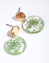 Turquoise Round Trapped Flower Drop Earrings - link has visual effect only