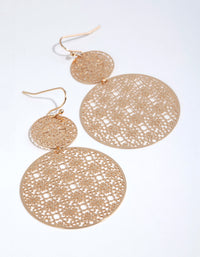 Gold Double Filigree Disc Drop Earrings - link has visual effect only