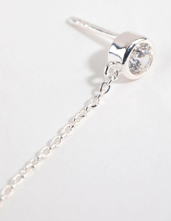 Sterling Silver Cubic Zirconia Double Stud Earring