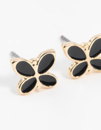 Black Butterfly Enamel Stud Earrings - link has visual effect only