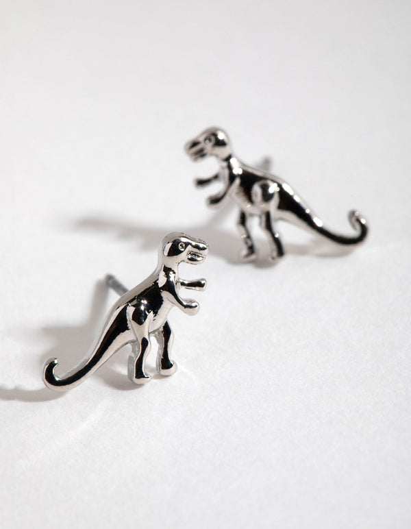 Silver T-Rex Stud Earrings
