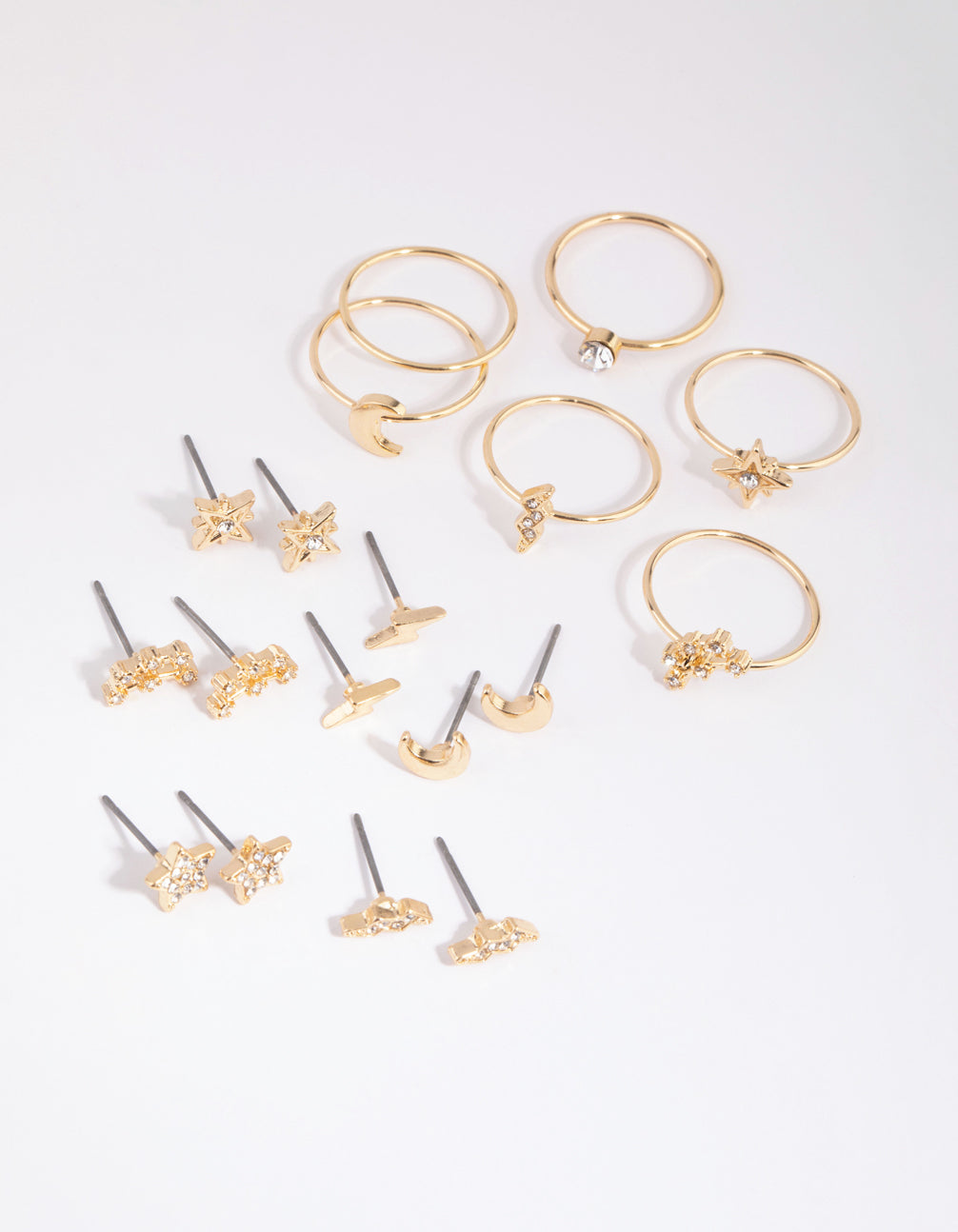 Gold Diamante Celestial Earring & Ring Pack