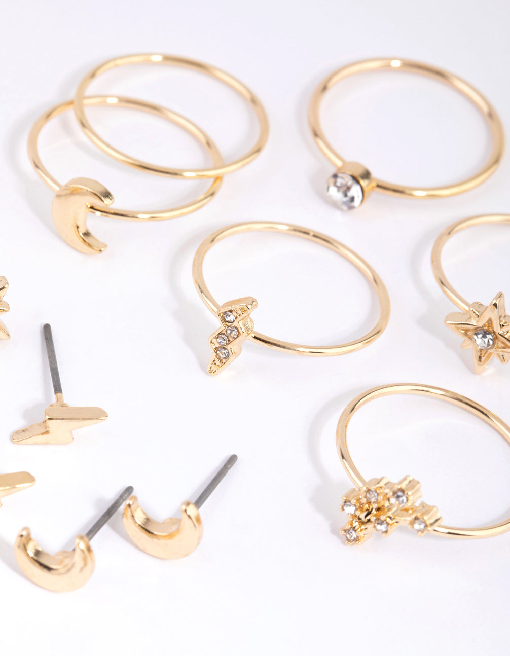 Gold Diamante Celestial Earring & Ring Pack