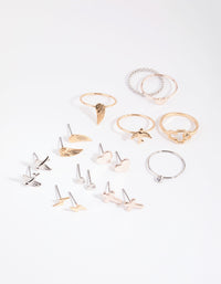 Mixed Metal Angelic Cross Earring & Ring Set - link has visual effect only