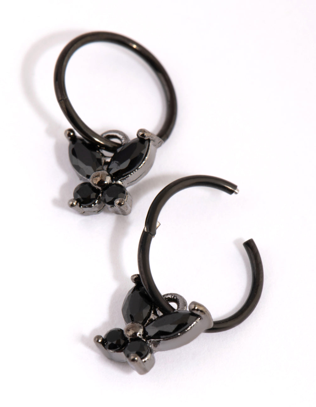 Matte Black Butterfly Sleeper Earrings