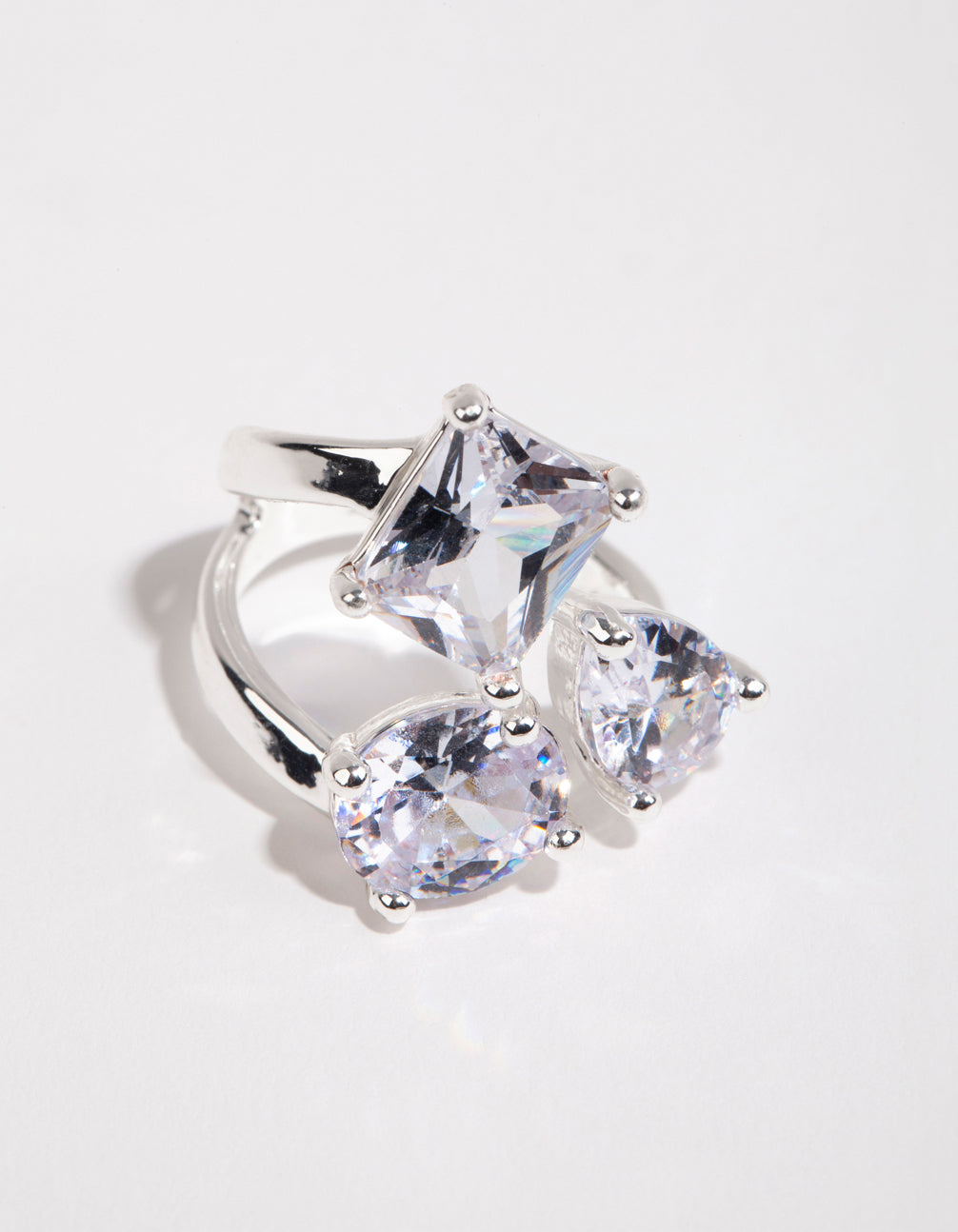 Silver Cubic Zirconia Large Stone Ring
