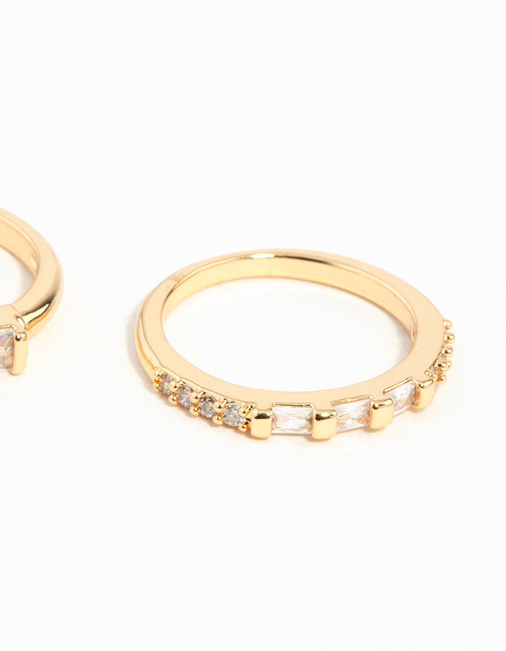 Gold Plated Emerald Cut Cubic Zirconia Ring Set