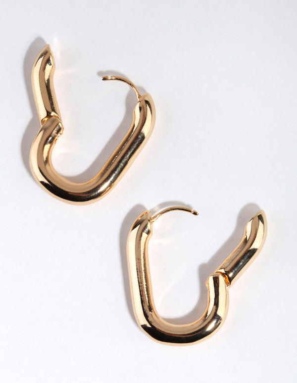 Gold Plated Chunky Oval Huggie Earrings