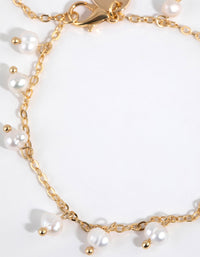Gold Plated Freshwater Pearl Droplet Charm Bracelet - link has visual effect only