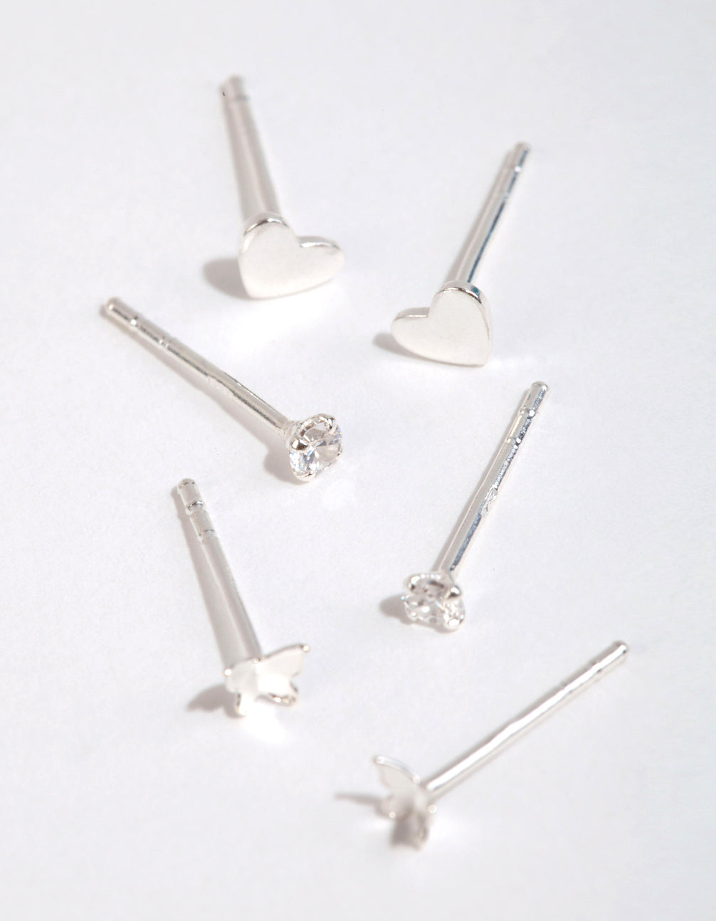 Sterling Silver Heart & Butterfly Stud Earring Pack