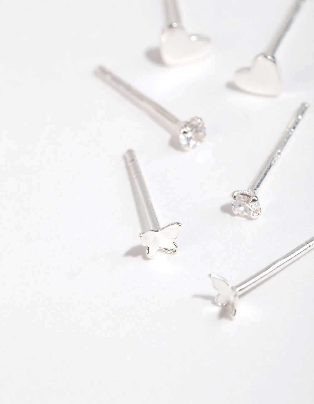 Sterling Silver Heart & Butterfly Stud Earring Pack