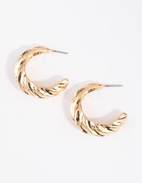 Gold Large Croissant Open Hoop Earrings - link has visual effect only