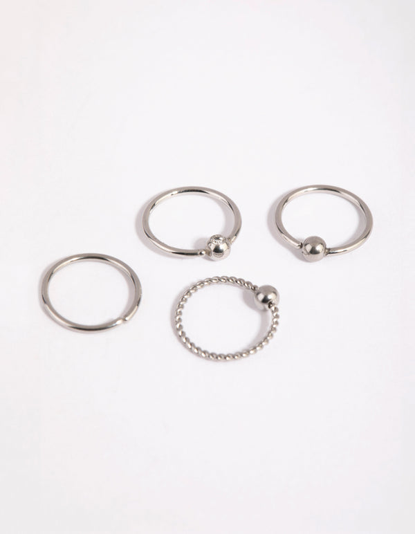 Surgical Steel Textured Nose Ring 4-Pack