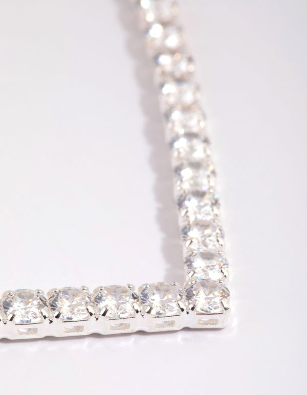 Silver Cubic Zirconia Cupchain Point Necklace