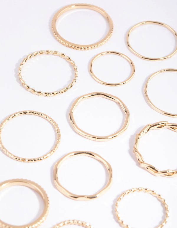 Gold Fine Mixed Band Ring Pack