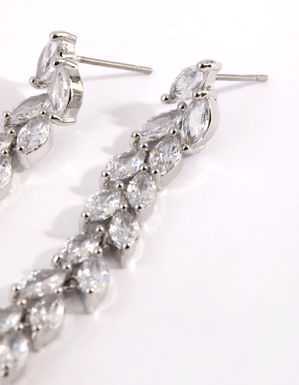 Silver Cubic Zirconia Marquise Drop Earrings