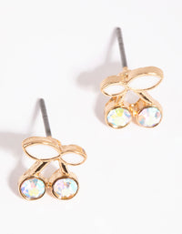 Gold & White Cherry Stud Earrings - link has visual effect only