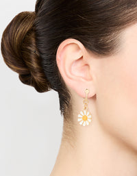 White Daisy Clip-On Earrings - link has visual effect only
