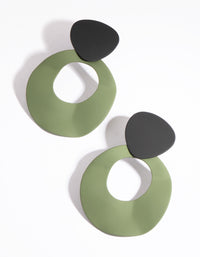 Matte Green Coated Metal Circle Drop Earrings - link has visual effect only