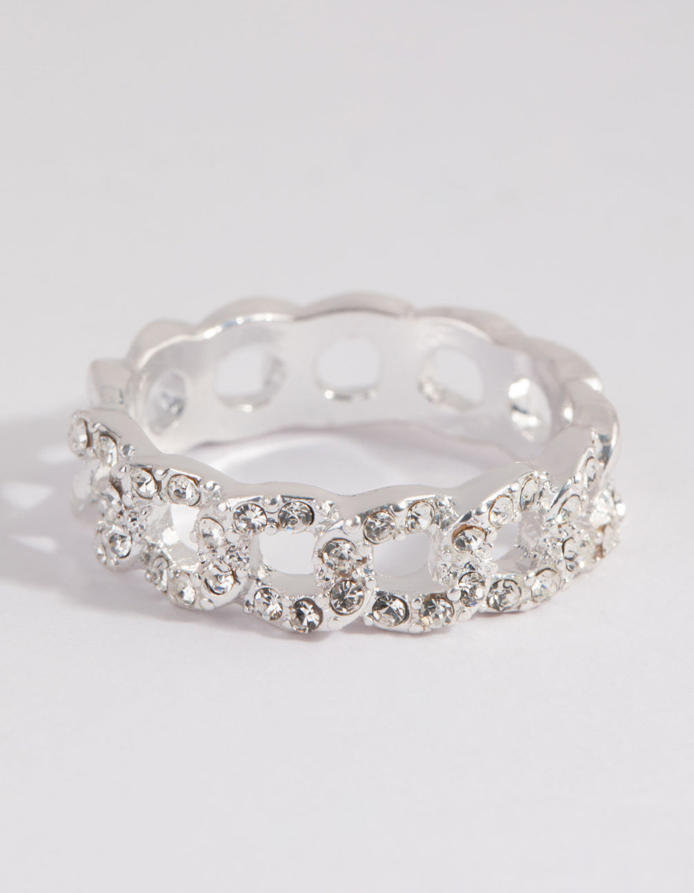 Silver Diamante Link Ring