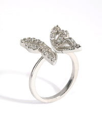 Silver Cubic Zirconia Butterfly Ring - link has visual effect only