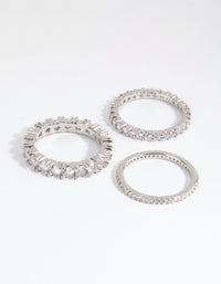 Silver Cubic Zirconia Triple Band Ring - link has visual effect only