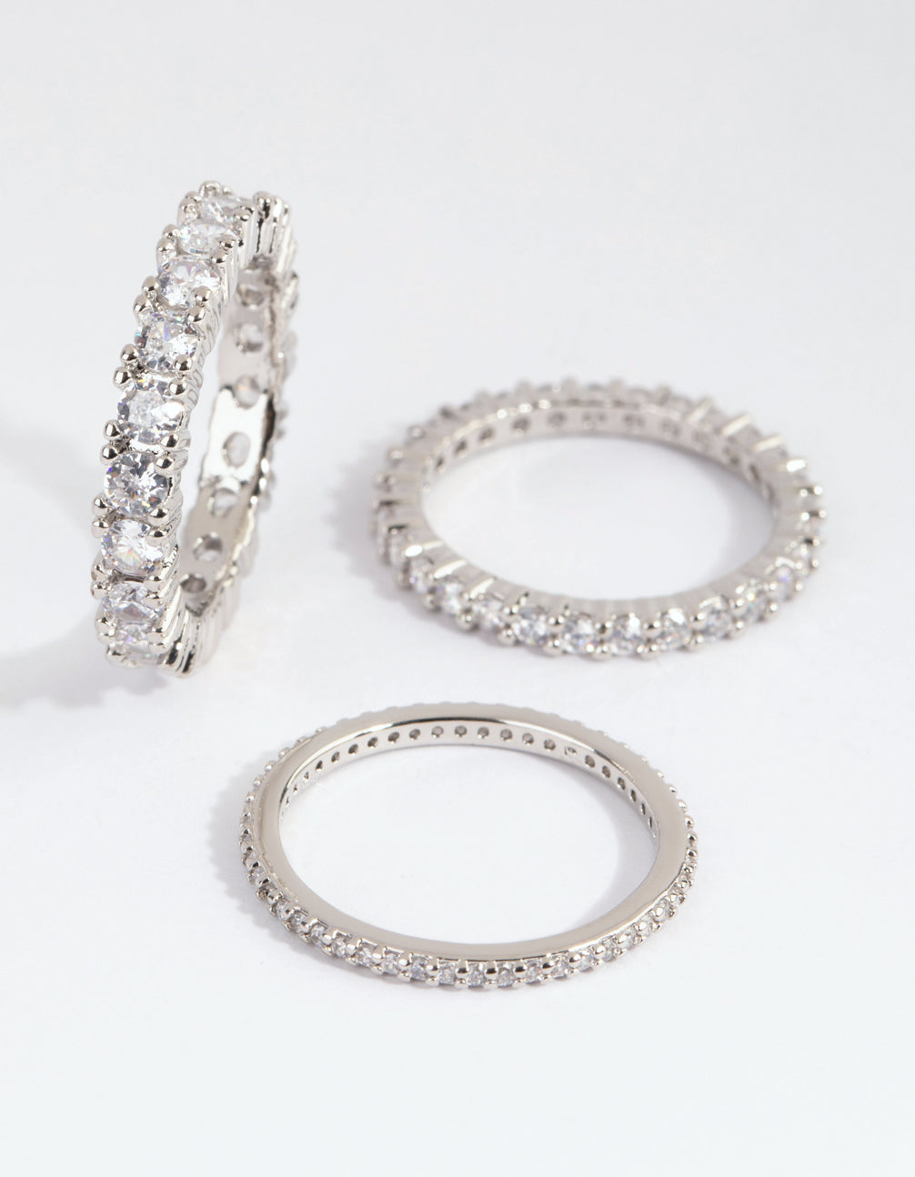 Silver Cubic Zirconia Triple Band Ring