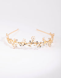 Gold Diamante & Pearl Alice Band - link has visual effect only