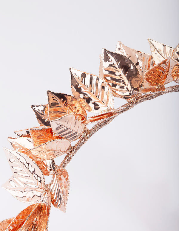 Rose Gold Fanned Leaf Alice Band