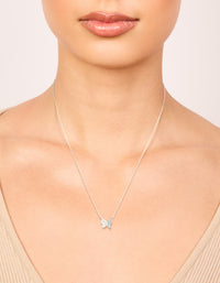 Sterling Silver Pave Butterfly Necklace - link has visual effect only