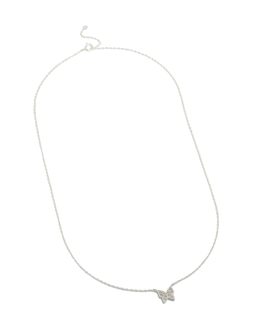 Sterling Silver Pave Butterfly Necklace