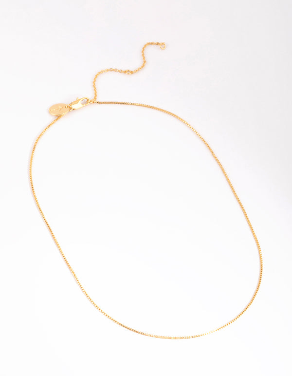 Gold Plated Short Box Chain Necklace