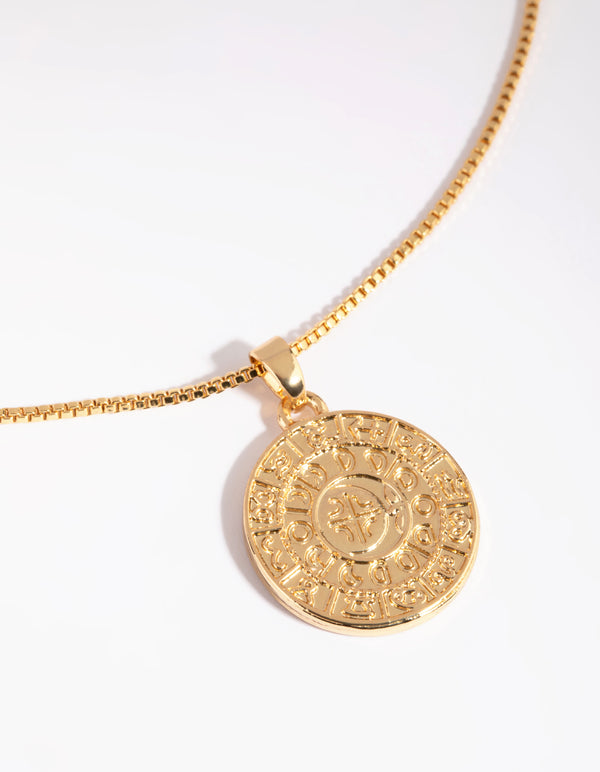 Gold Plated Aztec Coin Charm