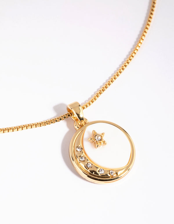 Gold Plated Celestial Shell Inlay Charm