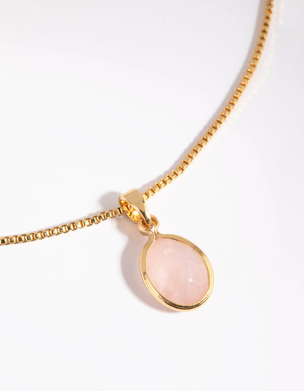 Gold Plated Rose Quartz Charm