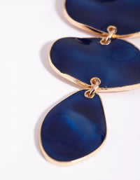 Navy Flat Disc Drop Earrings - link has visual effect only