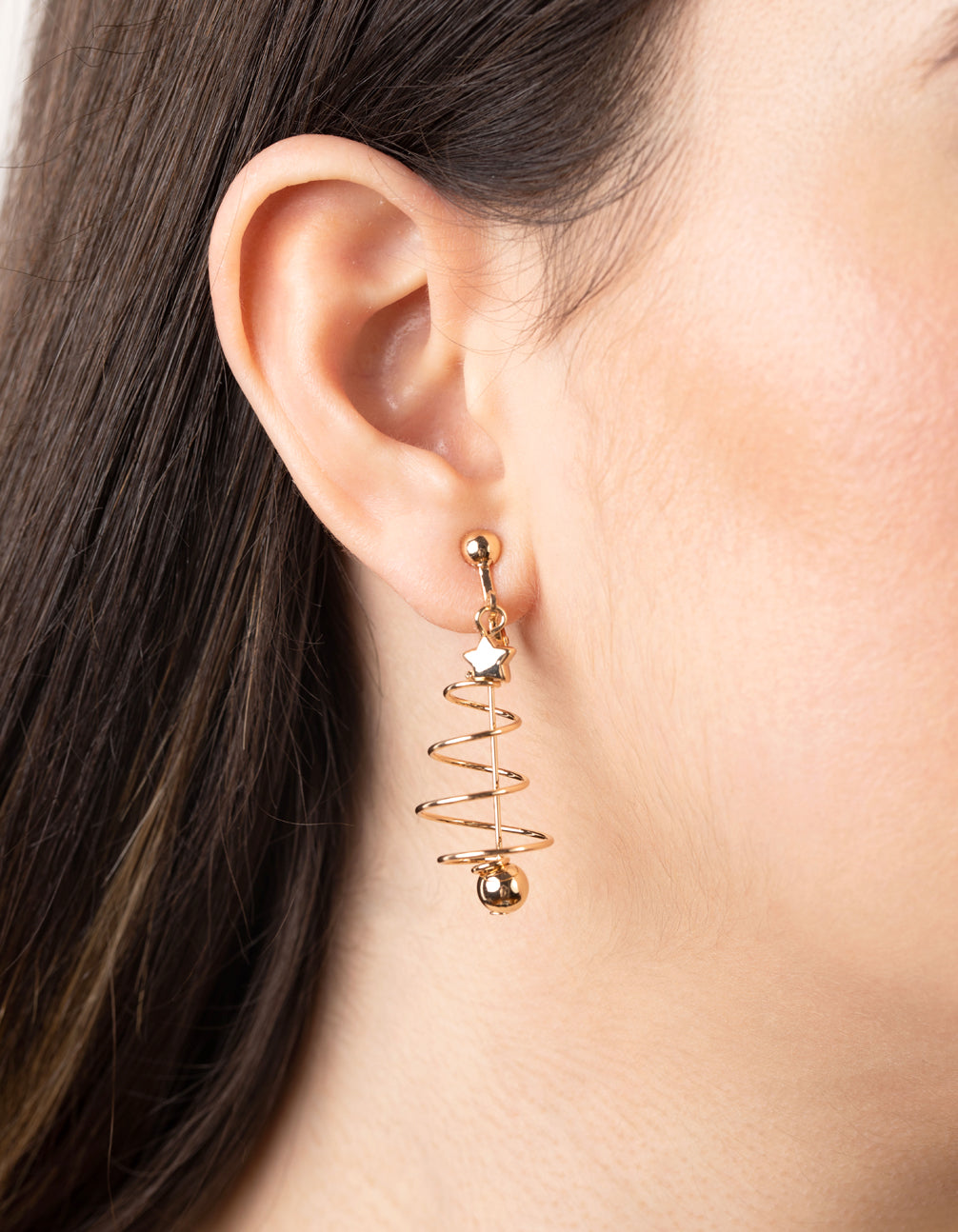 Festive Spiral Tree Clip-On Earrings