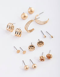 Gold Classic Stud & Huggie Earring 8-Pack - link has visual effect only