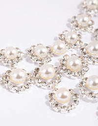 Silver Diamante Surrounded Pearl Necklace - link has visual effect only