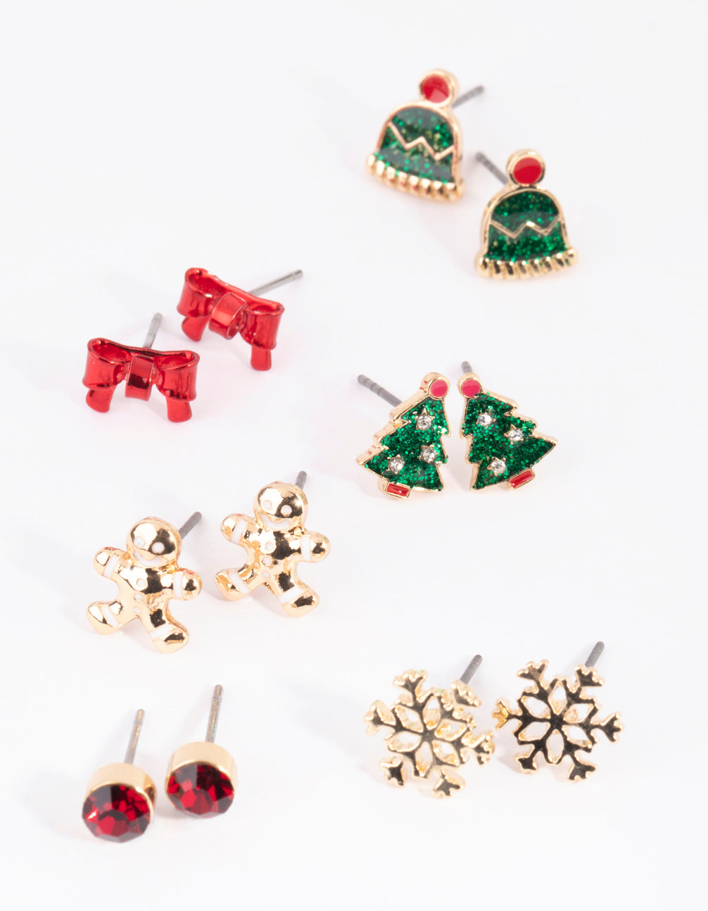 Kids Festive Hat & Bow Stud Earring 6-Pack