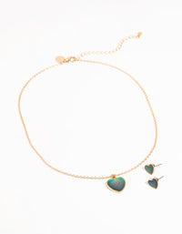 Kids Mood Heart Necklace & Earrings Set - link has visual effect only