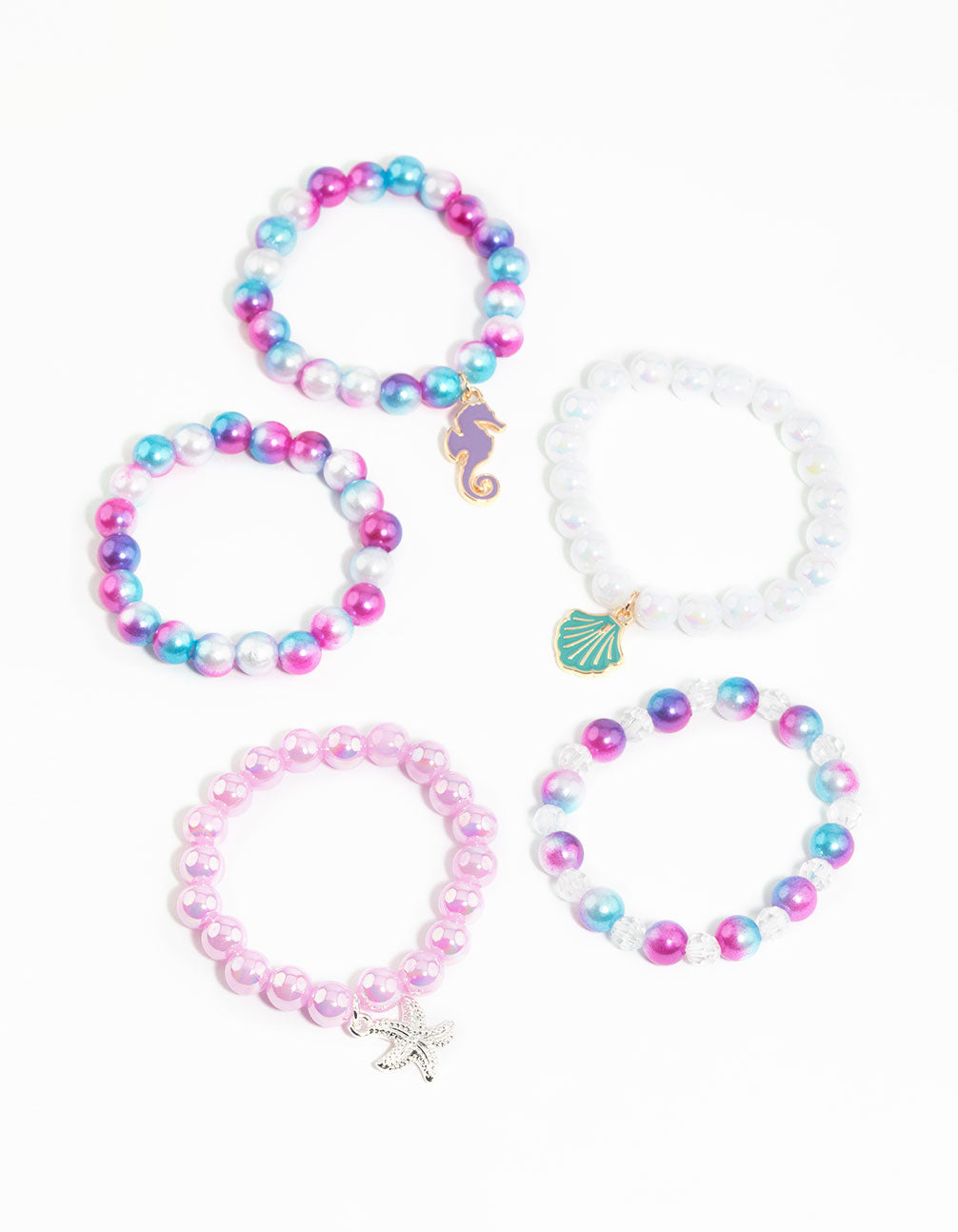 Kids Seaside Ombre Charm Stretch Bracelet 5-Pack