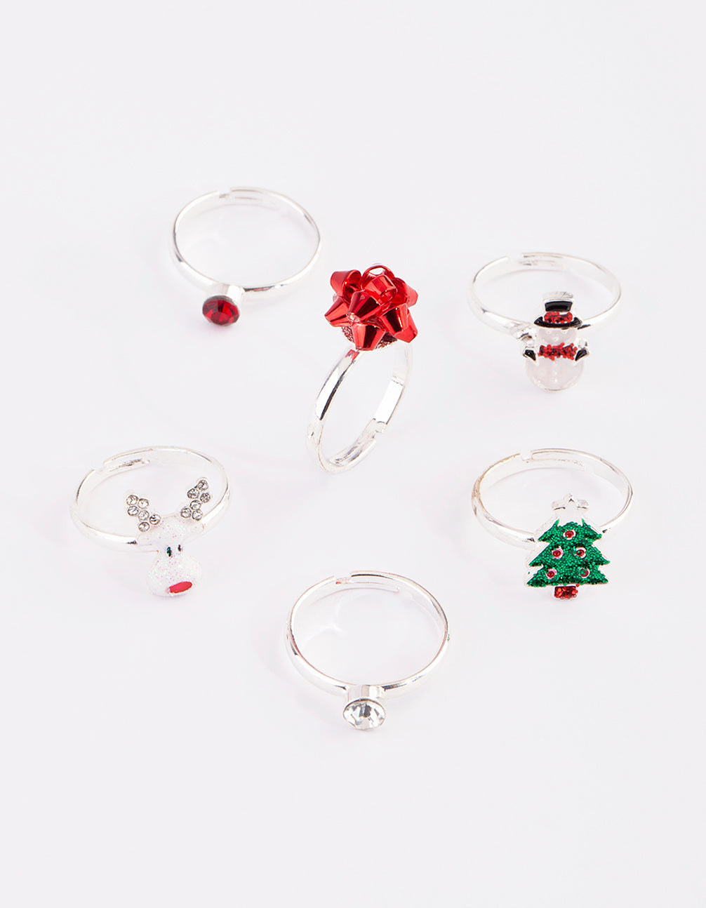 Kids Festive Diamante & Bow Ring 6-Pack
