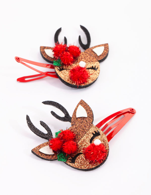 Kids Festive Reindeer Snap Clips