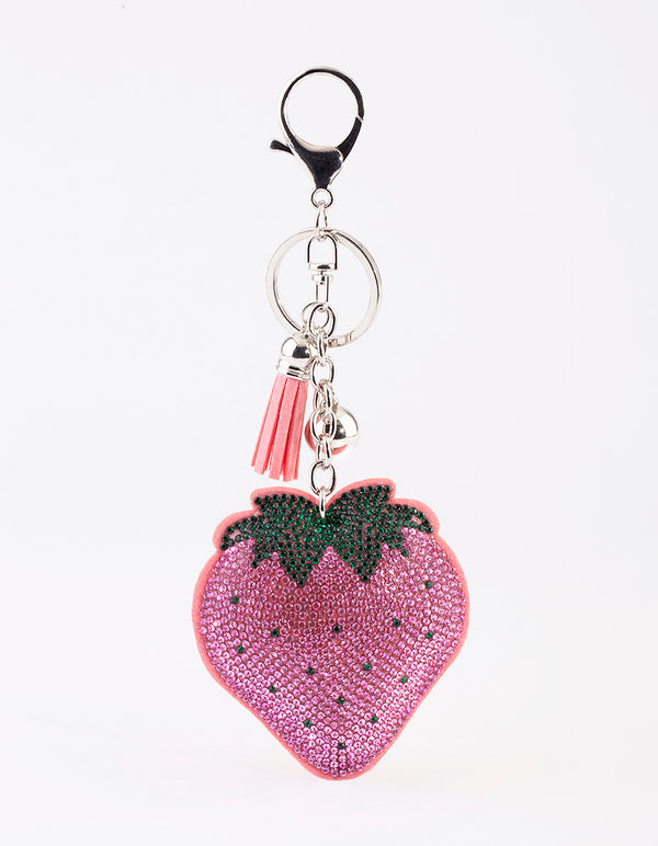 Kids Diamante Strawberry Keyring